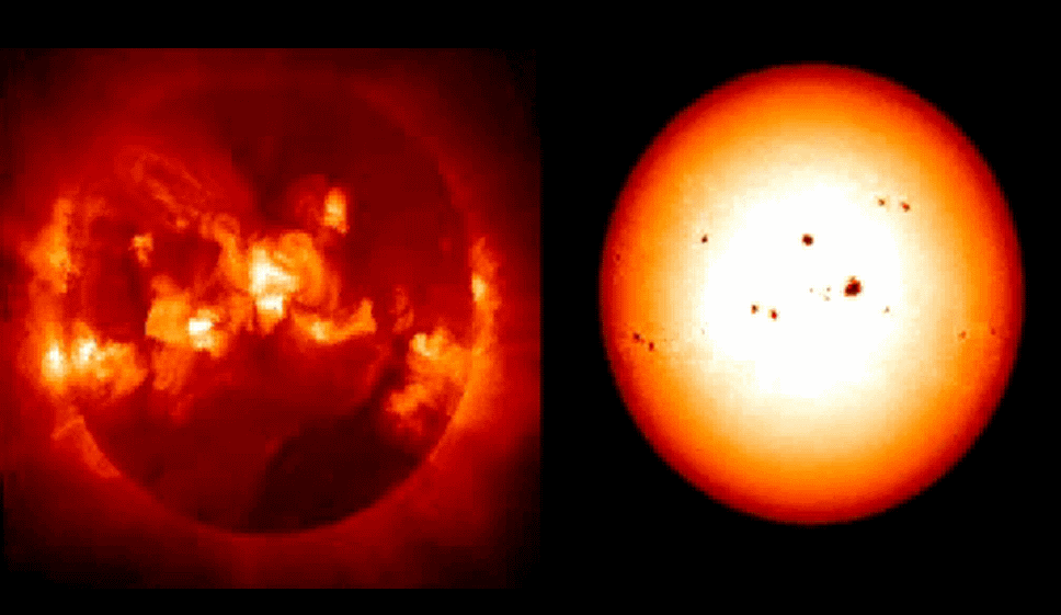 Sun in X-rays and visible light