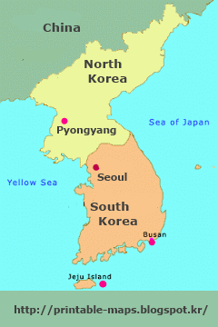 Korean Peninsula is divided roughly along the 38th parallel (yellow line)